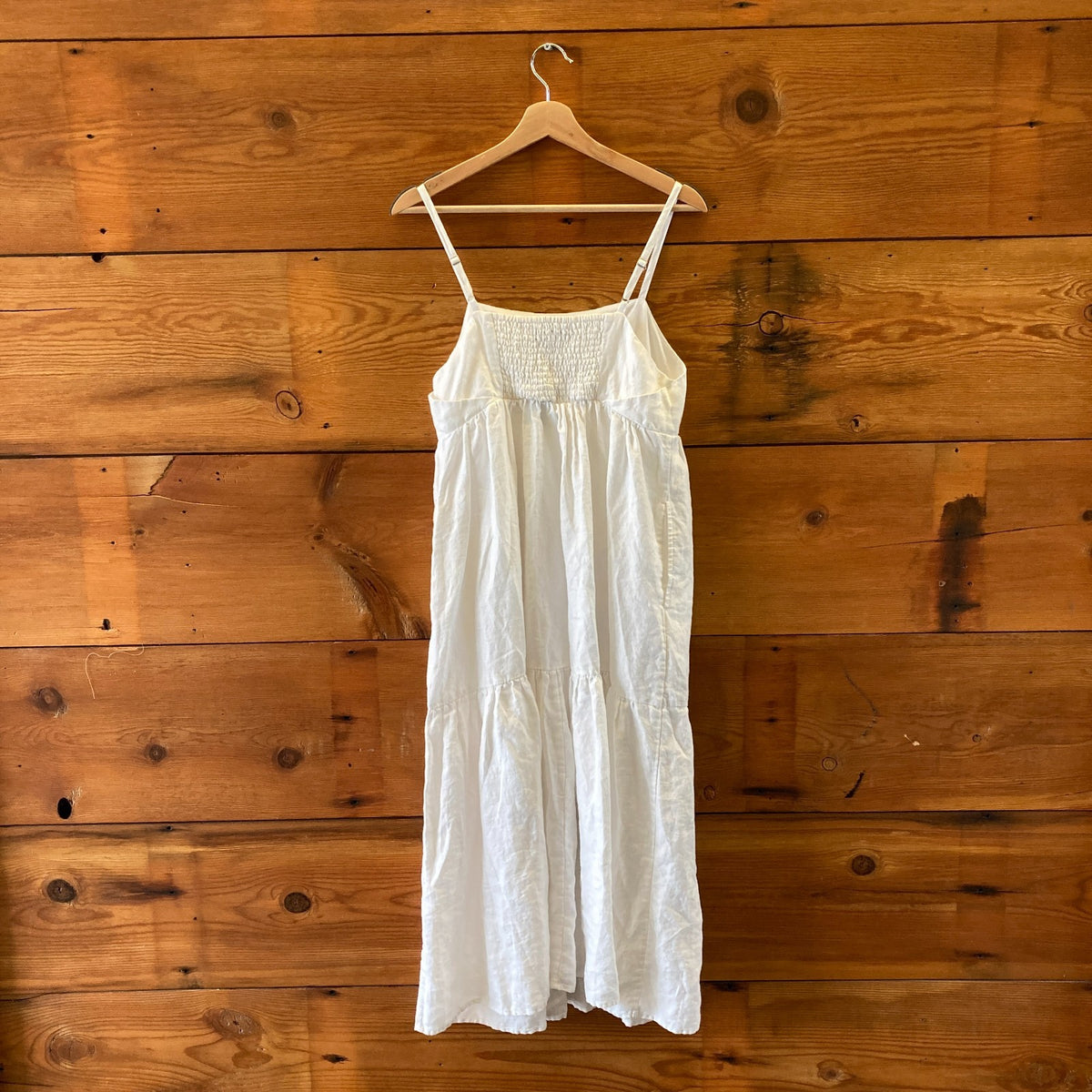 Alex Mill White Linen Sleeveless Midi Length Tiered Dress - Size M - 0131AG