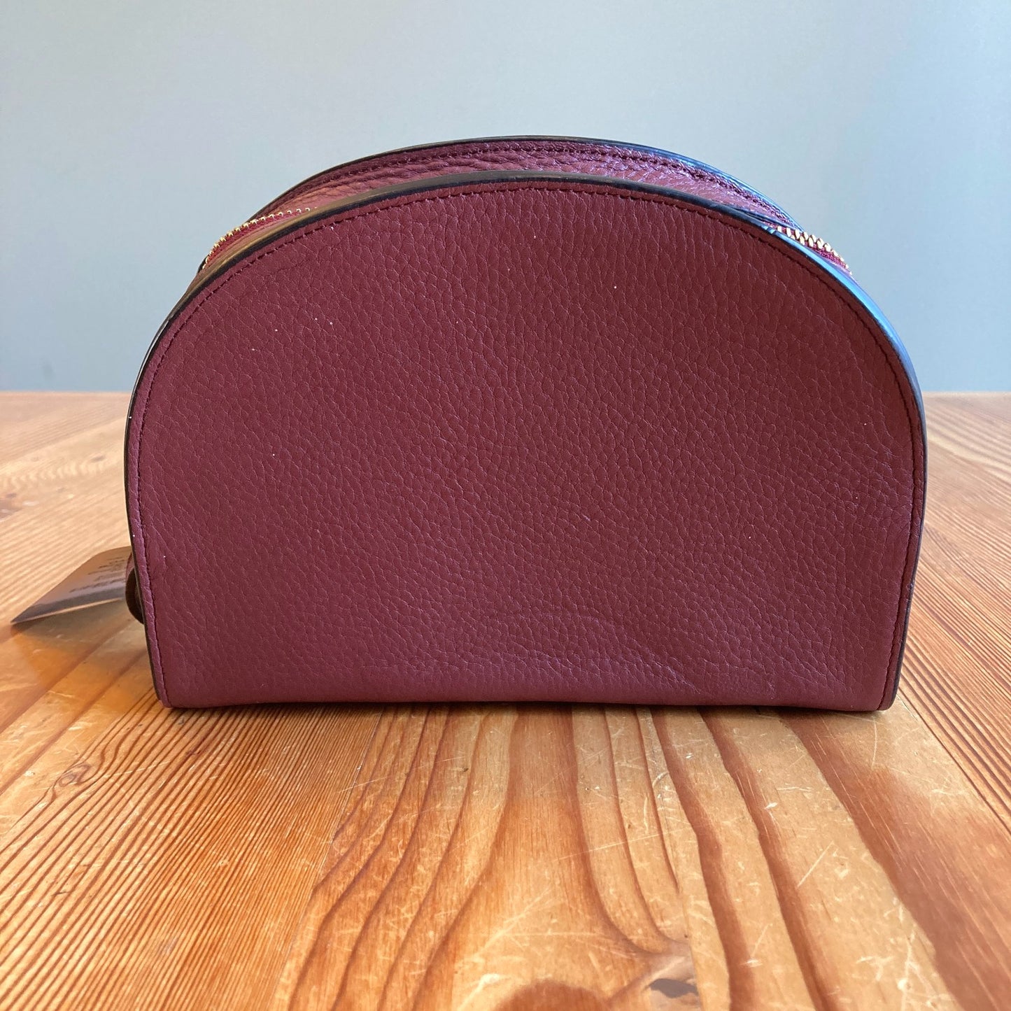 OAD New York Burgundy Leather Zip Around Crossbody Purse - 0416JW