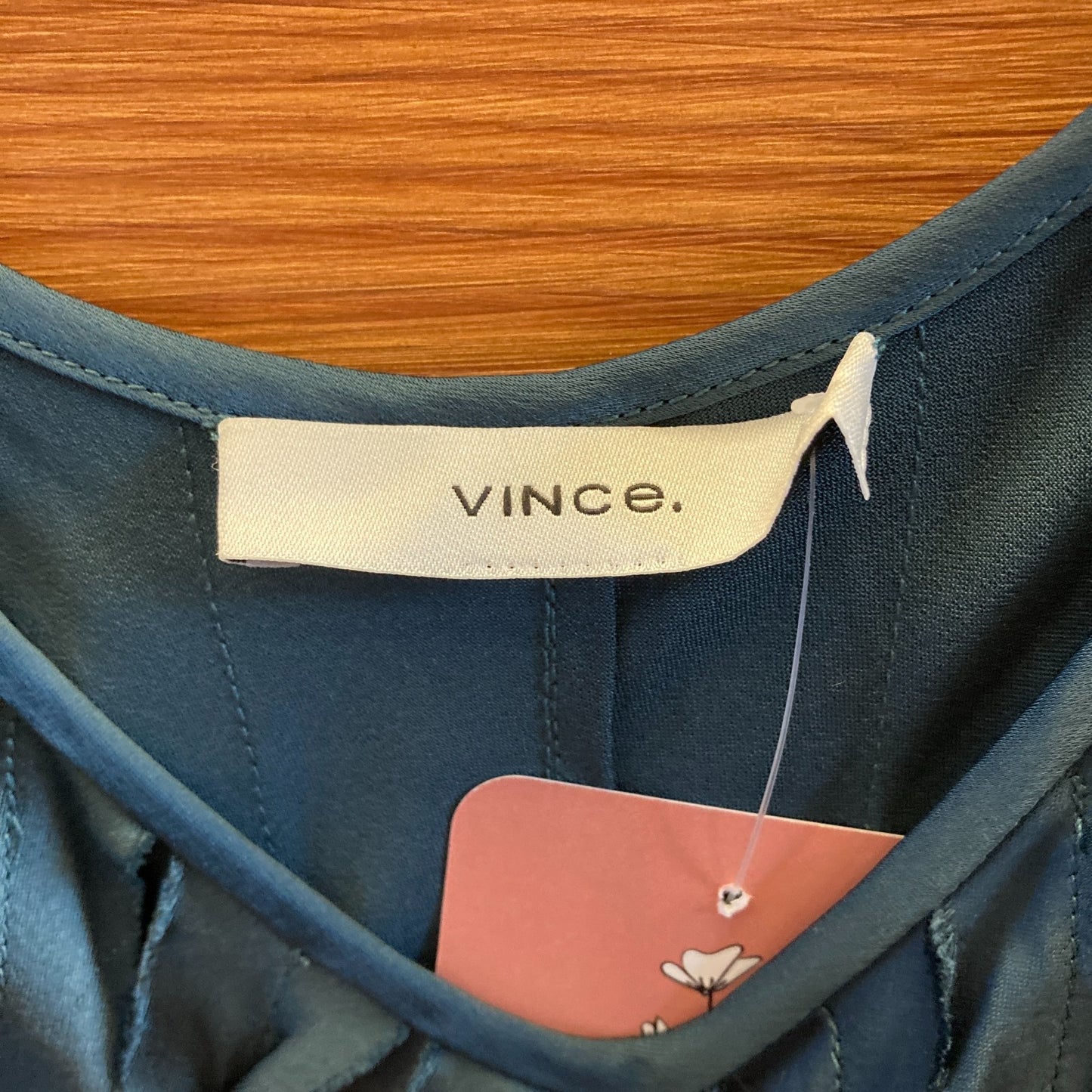 L - Vince Marine Stone Teal Crushed Satin Bias Tank Dress 0523HS