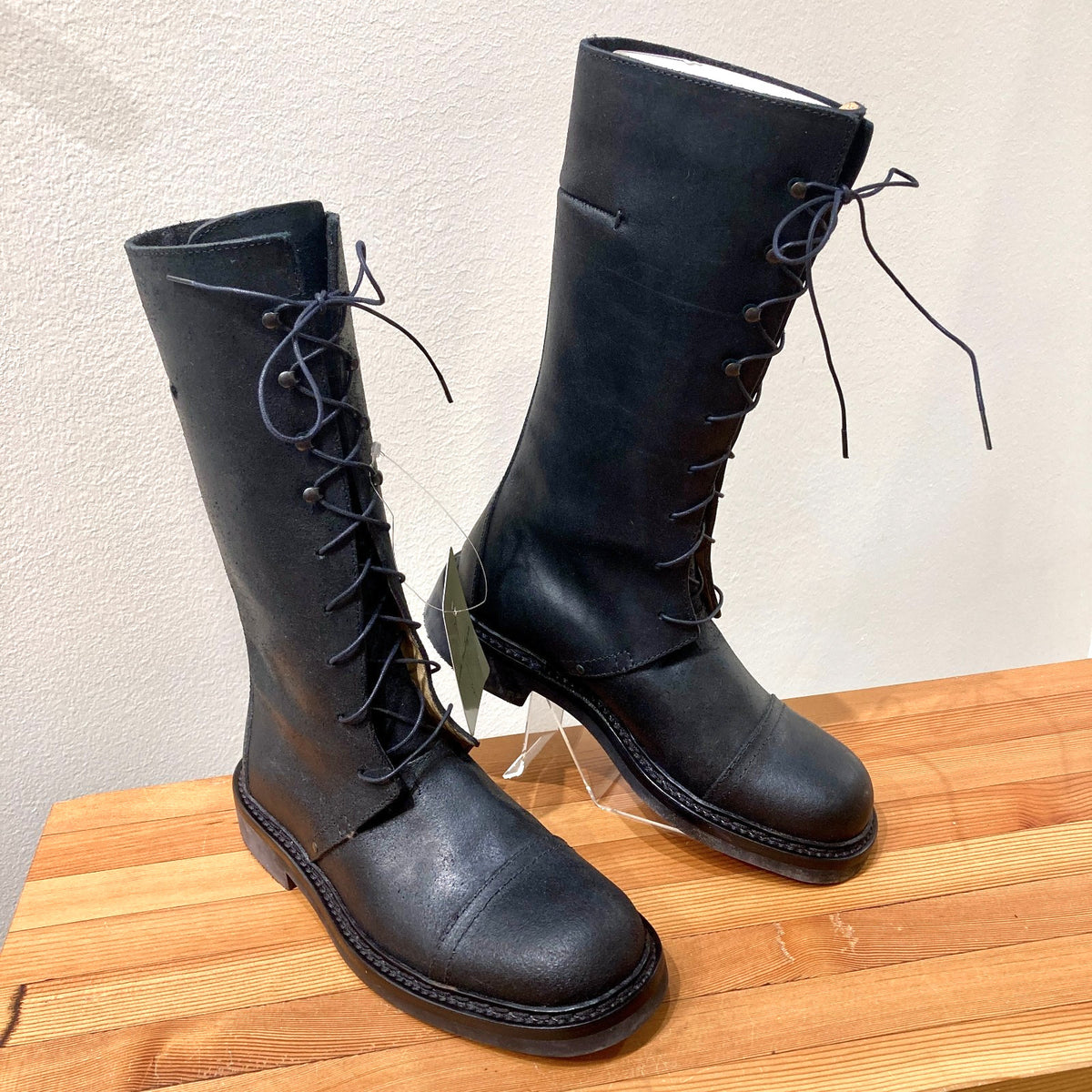 Costume National Black Lace Up High Combat Boots - Sz 37.5 - NEW w/ Box - 1122CT