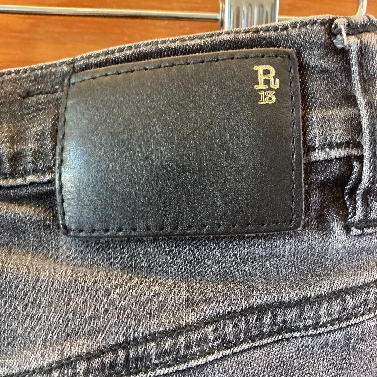 R13 Faded Black Stretch Denim Crossover Skinny Leg Jeans - Size 25 - 0410WJ