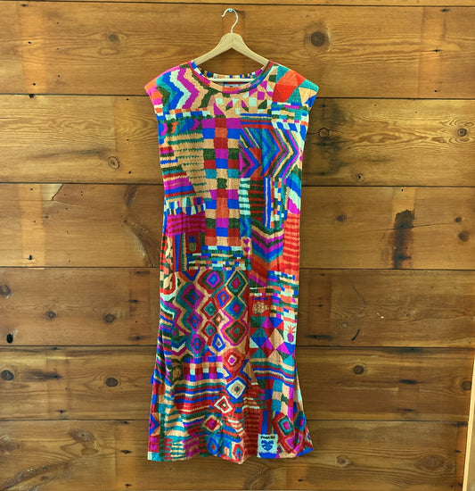 Farm Rio $135 Summer Patches Vibrant Mid Length T Shirt Dress - Size XL - 0218NM