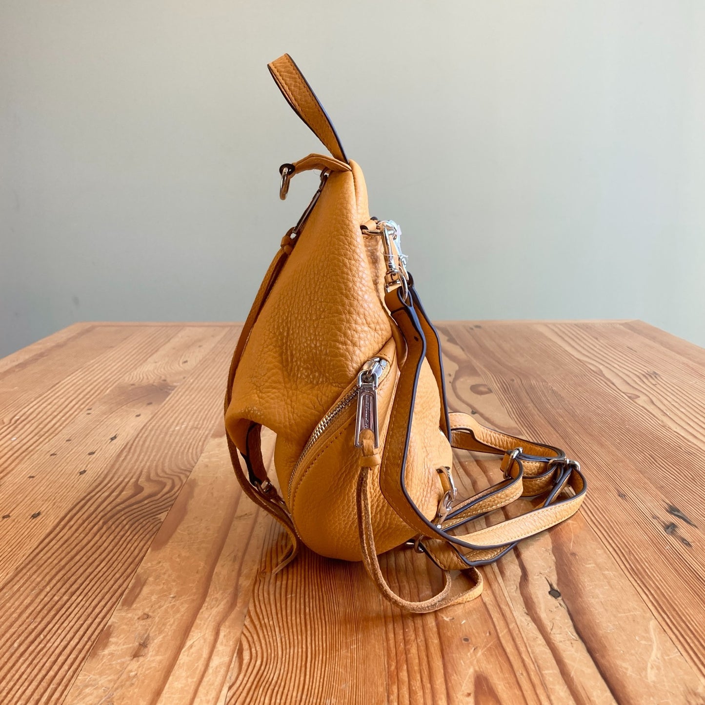 Rebecca Minkoff Yellow Pebbled Leather Convertible Julian Mini Backpack - 0918NK