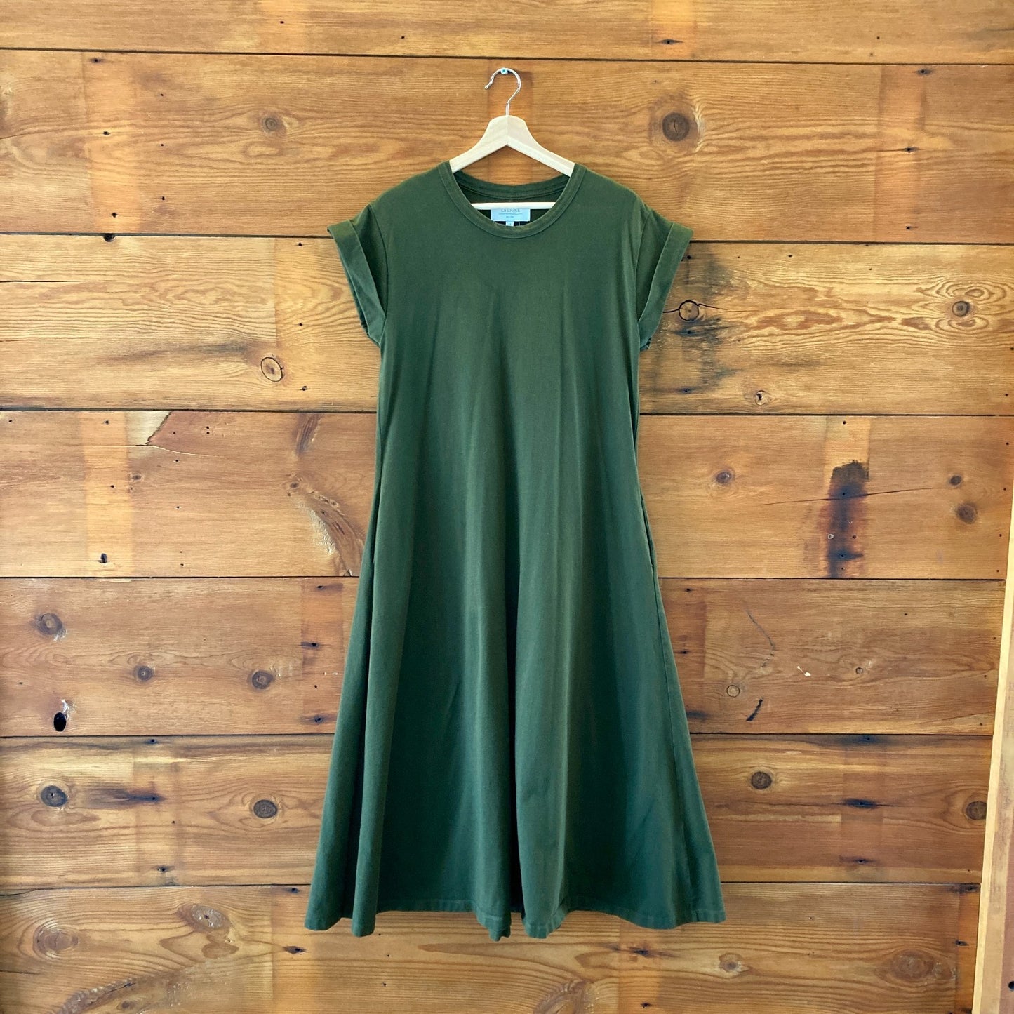 La Ligne Olive Green Short Sleeve Full Length T Shirt Maxi Dress - Sz M - 0131AG