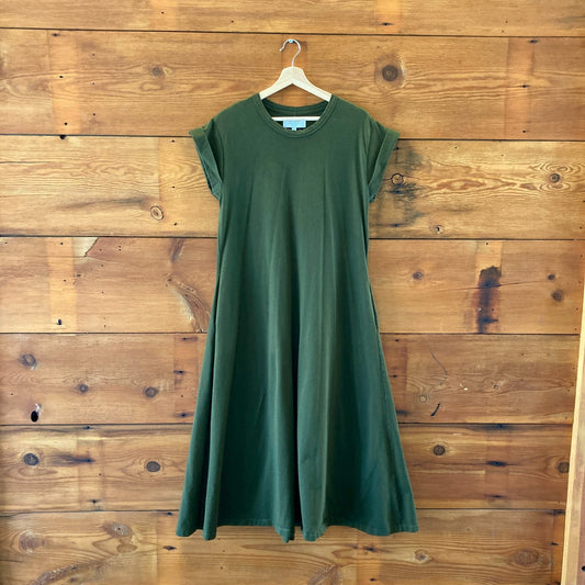 La Ligne Olive Green Short Sleeve Full Length T Shirt Maxi Dress - Sz M - 0131AG