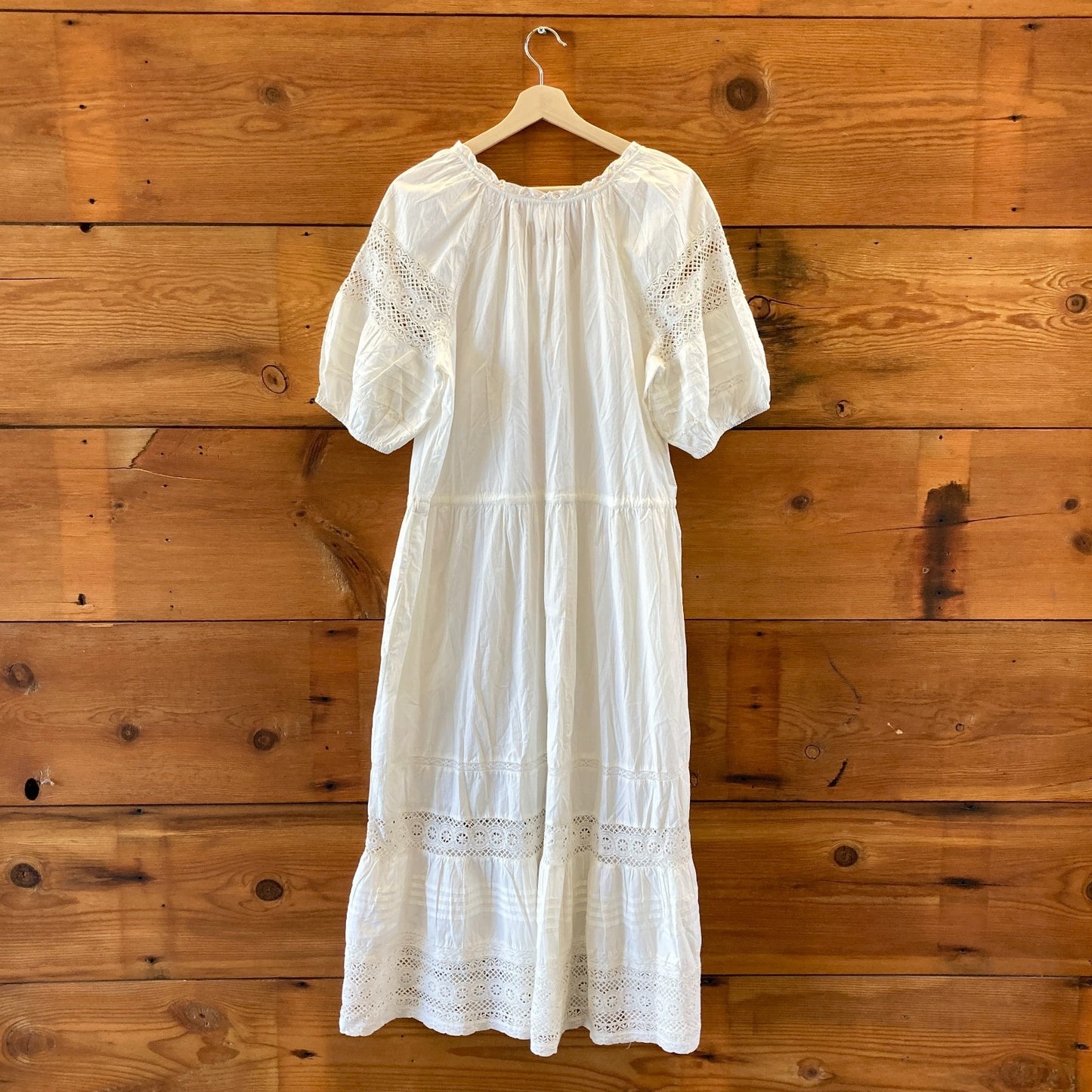 Velvet Graham & Spencer White Tie Waist Midi Cotton Dress - Size L - 0626RR