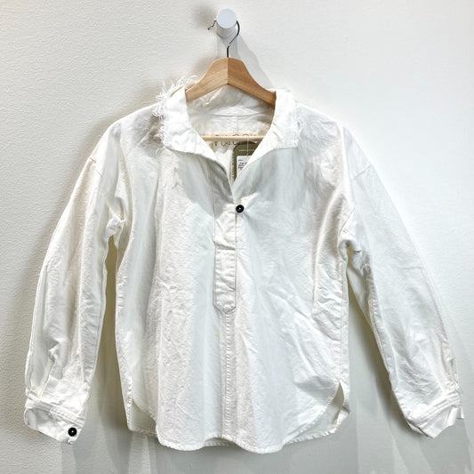 Fant $300 Ivory White Cotton Raw Edge Pullover Shirt Top - Size 1 / S - 1217MA