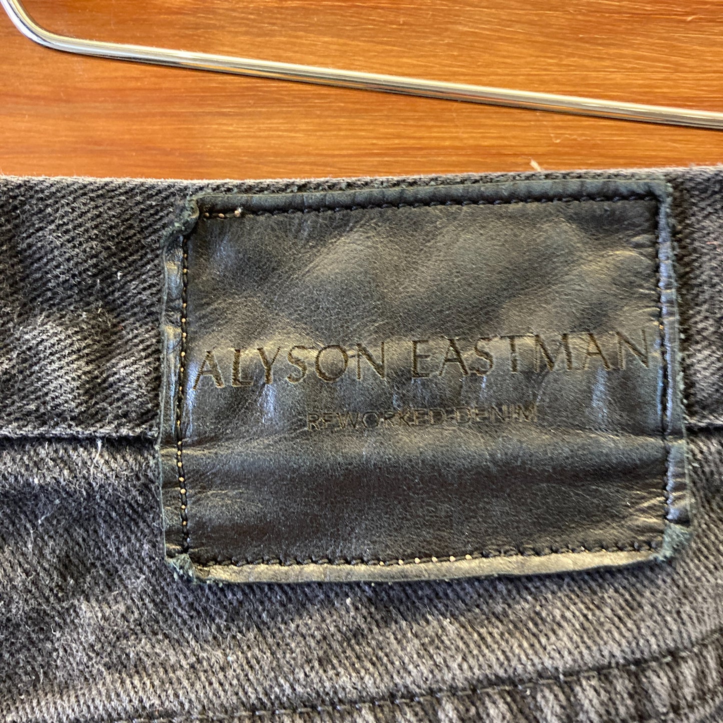 Alyson Eastman Black Reworked Wide Leg Contrast Panel Jeans - Size M - 0920PW
