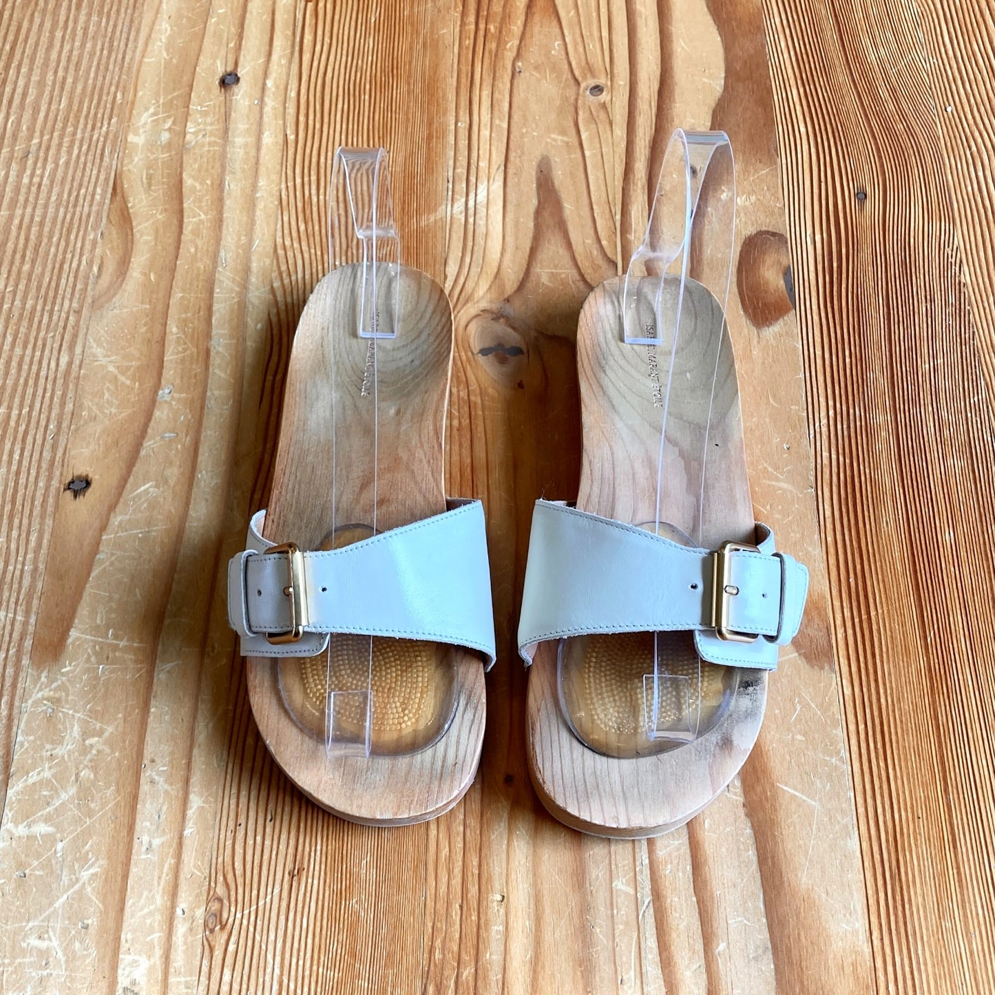 7 - Etoile Isabel Marant White Leather Wood Sole Tadley Sandals Shoes 0316CK