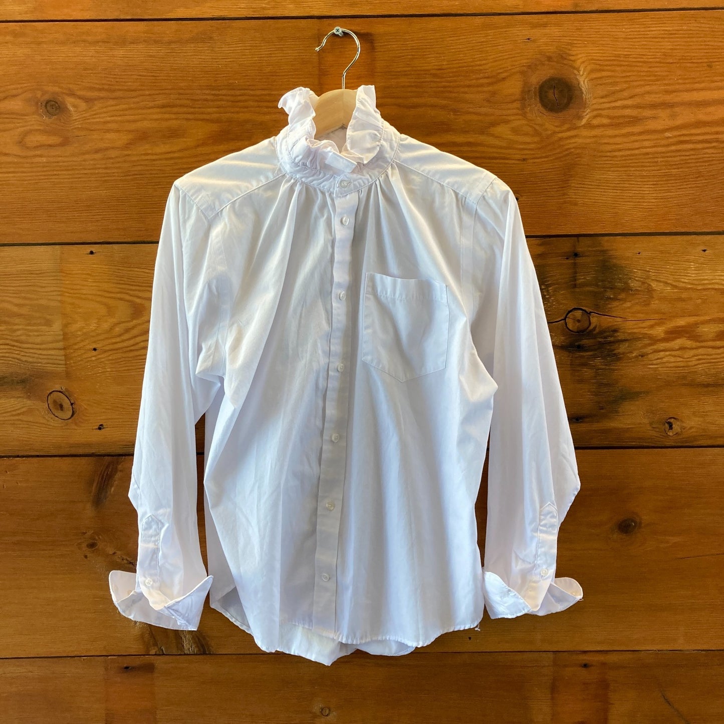 KMJ Kate McHale Jensen White Long Sleeve Ruffled Button Shirt - Size M - 4427SC