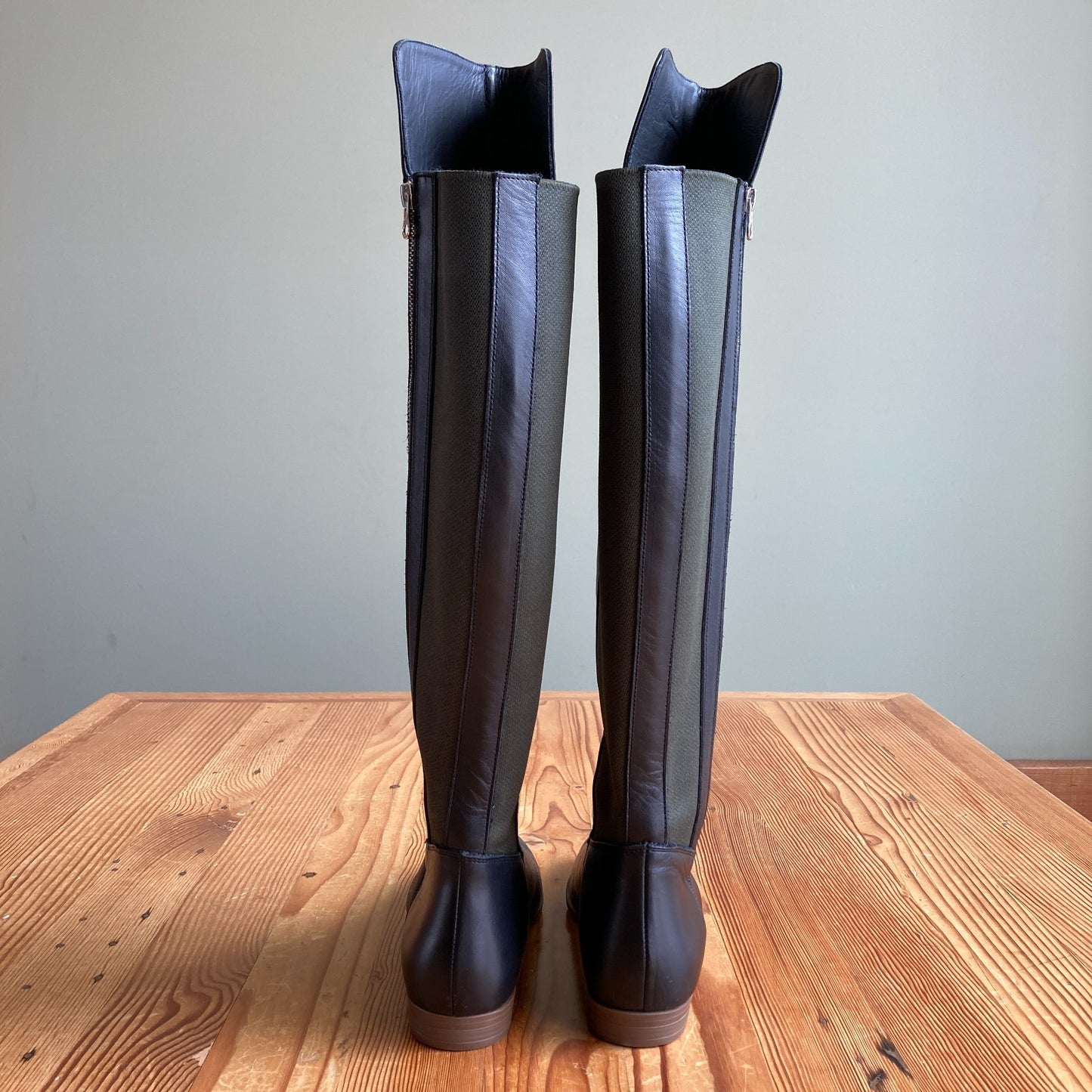 Girotti $519 Black & Green Over the Knee Boots - Sz 41 / 10.5 US - NEW - 0803BM