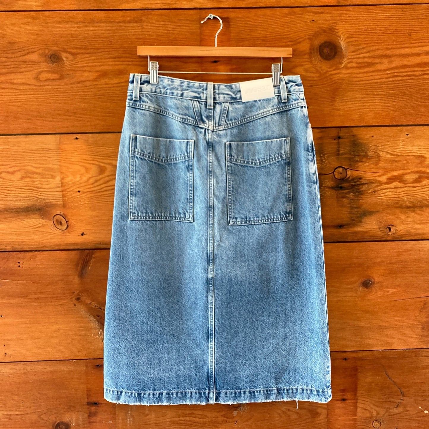 Closed Made in Italy Button Fly Denim Front Slit Midi Jean Skirt - Sz 28 -4427SC