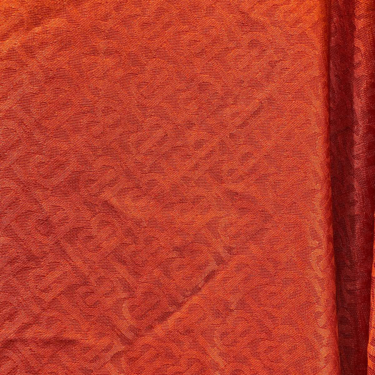 Burberry Orange Monogram Jacquard Fringe Silk /Wool Blend Shawl Scarf - 0703SC