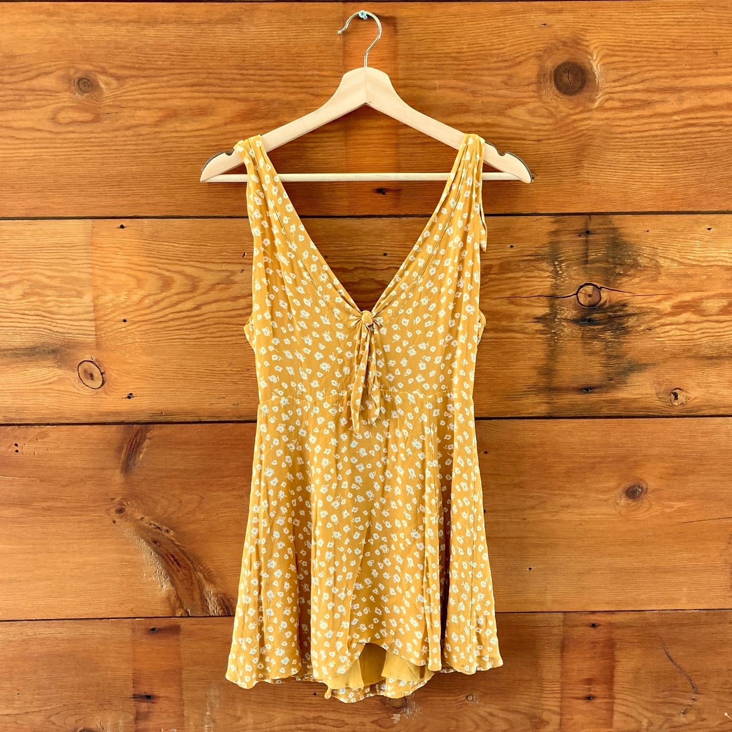 Reformation Yellow Floral Print Nola Tie Shoulder Mini Dress - Size 6 - 0312IG