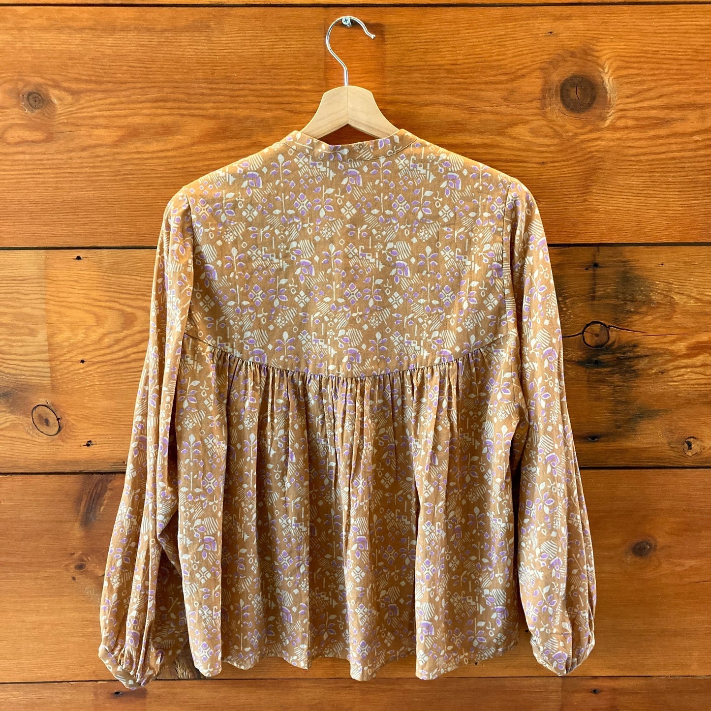 Vanessa Bruno Brown Patterned 100% Cotton Loose Blouse Top - Sz 38 / M - 4427SC