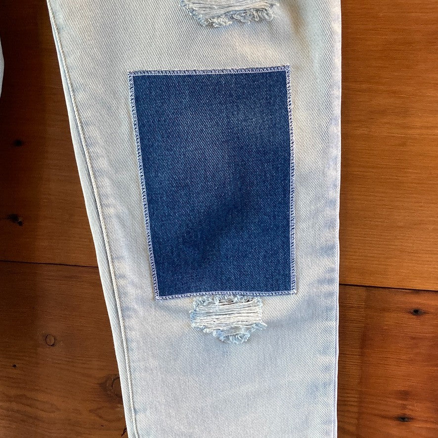 Monse $800+ Distressed Denim Patchwork Straight Leg Jeans - Size 6 - 1011SC