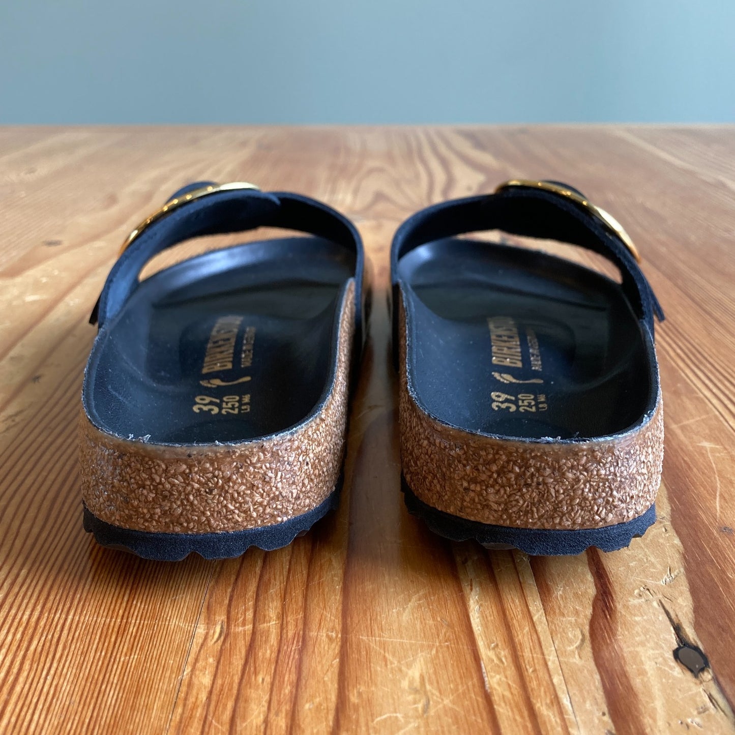 Birkenstock Black Big Buckle Madrid Sandals - 39 / 8.5 Narrow - NEW - 4427SC