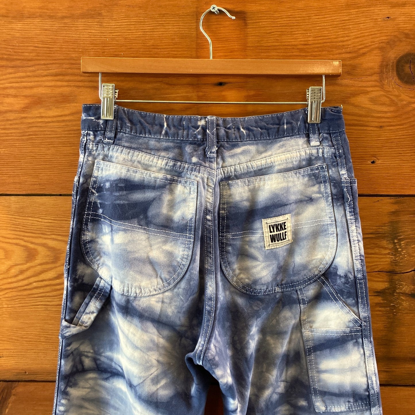 Lykke Wullf Blue Tie Dye Workwear Carpenter Straight Leg Pants - Size 4 - 1002MG