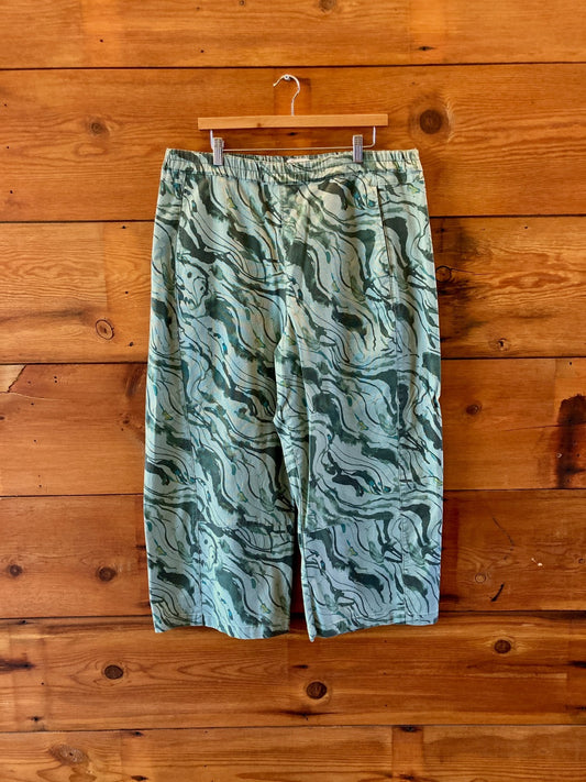 Pilcro Anthropologie NEW Green Printed Izzie Barrel Pants - Size XL - 1206HP