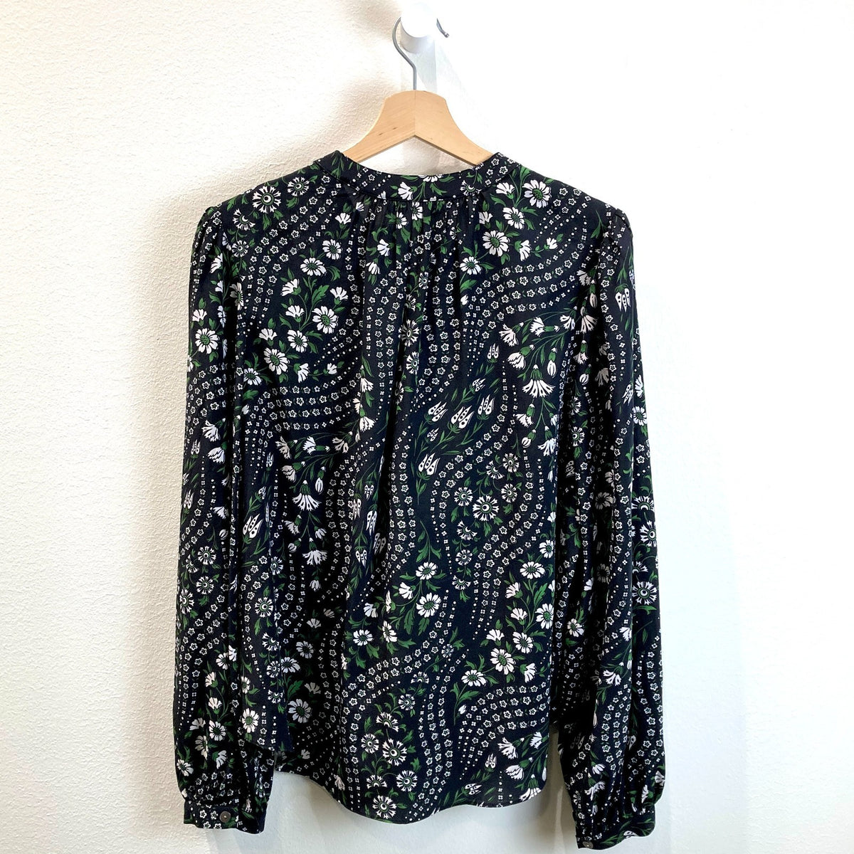 Veronica Beard Black Ashlynn Floral Printed Silk Top - Size 10 - 0930AC