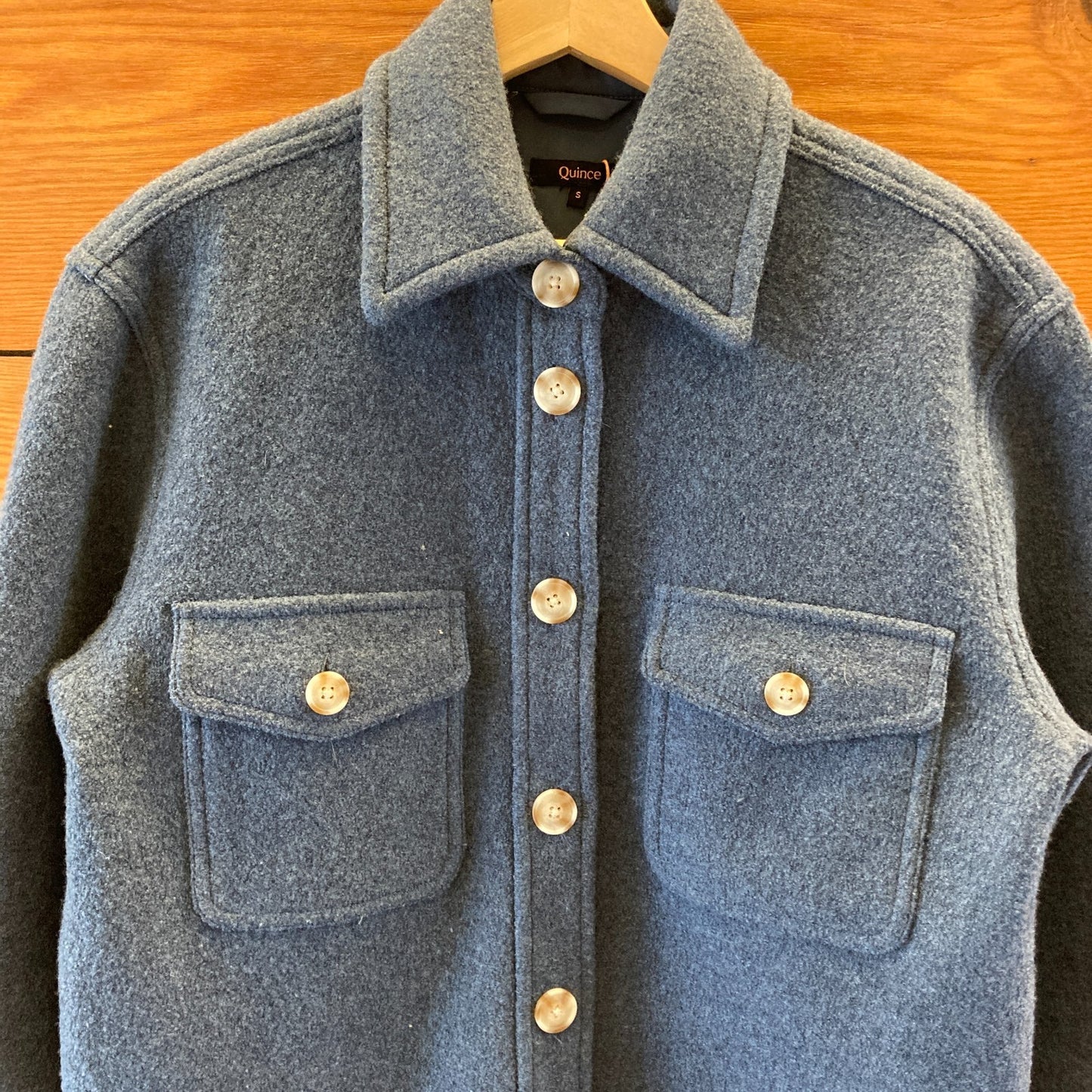 Quince Blue Melange NEW Merino Wool Button Front Shirt Jacket - Size S - 0511VS
