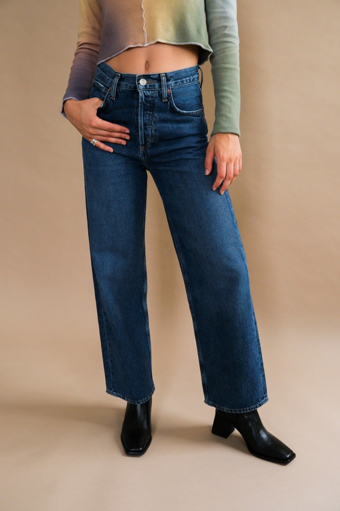 AGOLDE $238 Dark Wash Ren Button Fly Wide Leg High Rise Jeans - Size 30 - 0617LH
