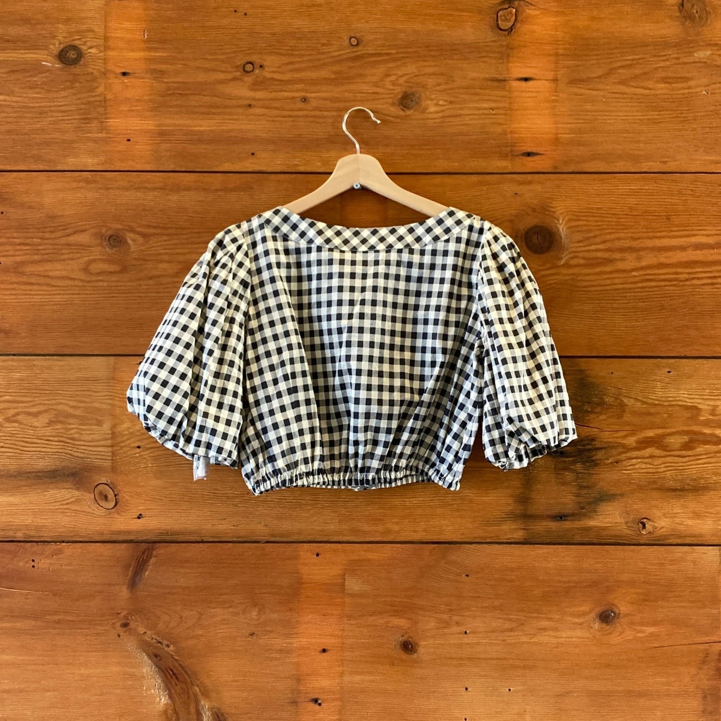 Tory Burch B&W Gingham Puff Sleeve Top & Midi Skirt Set - Size S - NEW - 1215RJ