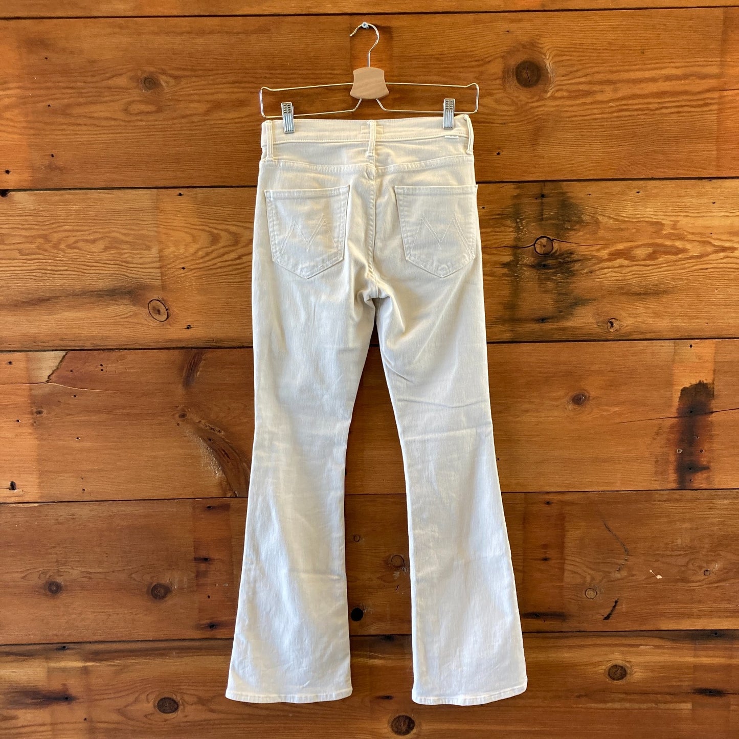 Mother Ecru Sneak The Weekender Flare Leg High Rise Jeans - Size 27 - 0320AE
