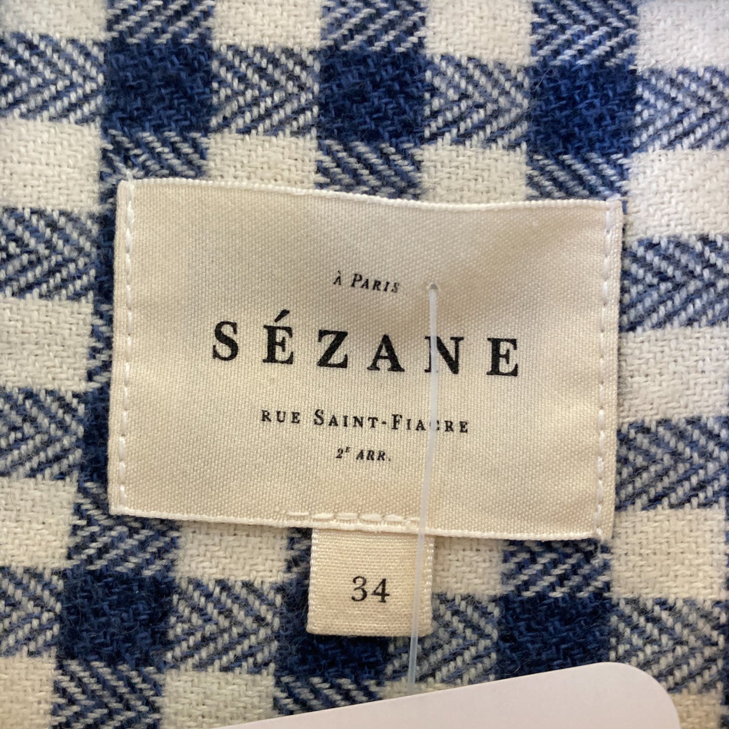 Sezane Blue White Gingham Long Sleeve Sadie Shirt Dress - Size 34 / S - 0313SH