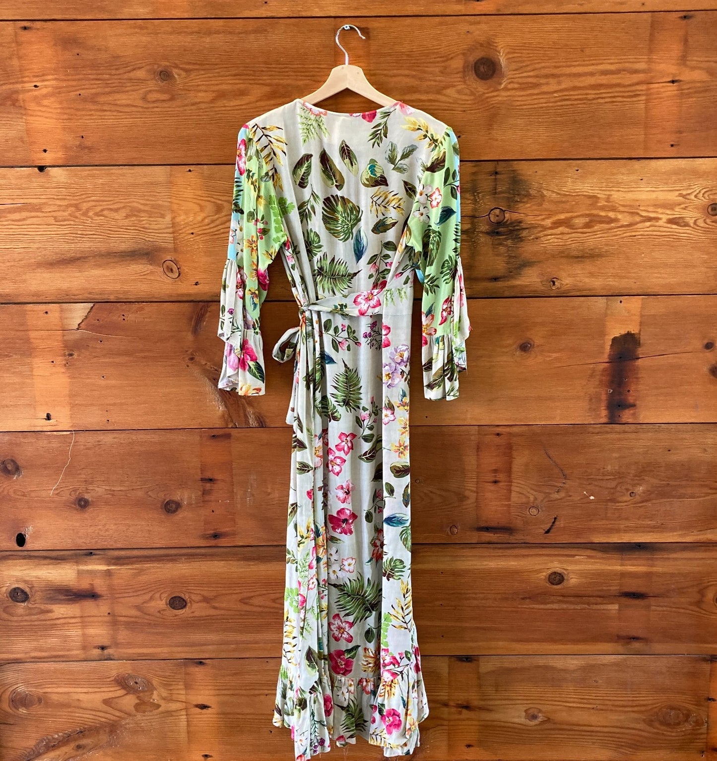 Blank London Anthropologie Floral 3/4 Sleeve Wrap Maxi Ruth Dress - XS - 0715EJ
