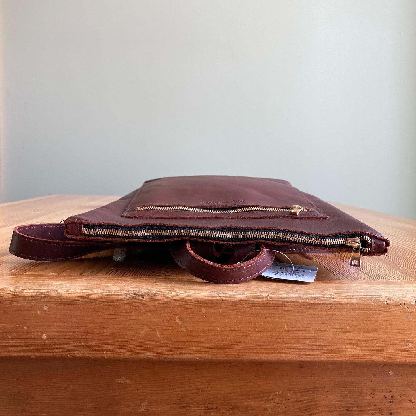Portland Leather Goods $220 Cognac Burgundy Leather Top Zip Backpack - 0818KC