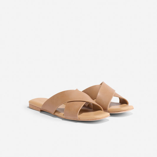 Nisolo Tan Leather Strappy Catalina Slide Sandals - Size 7.5 - NEW - 1125EA