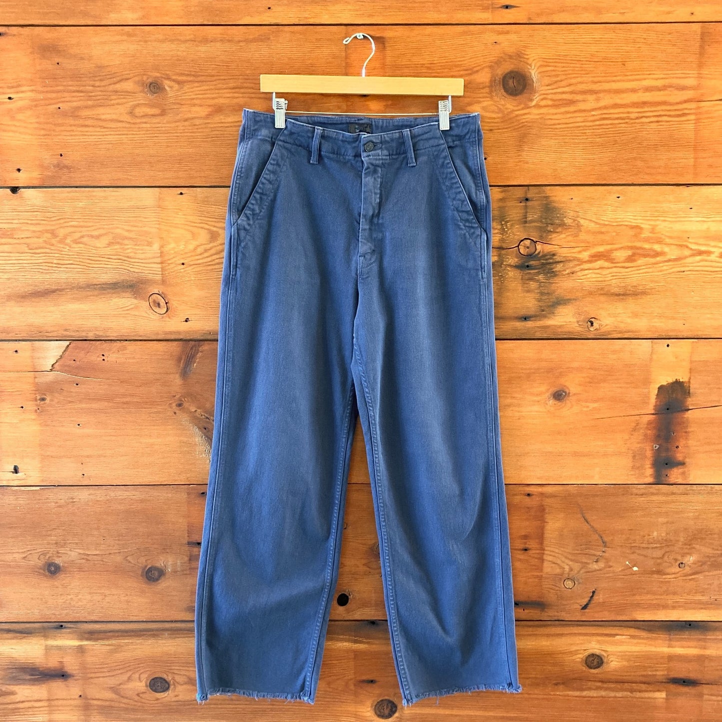 32 - Mother Insignia Blue The Major Zip Sneak Fray Womens Pants 0129CB