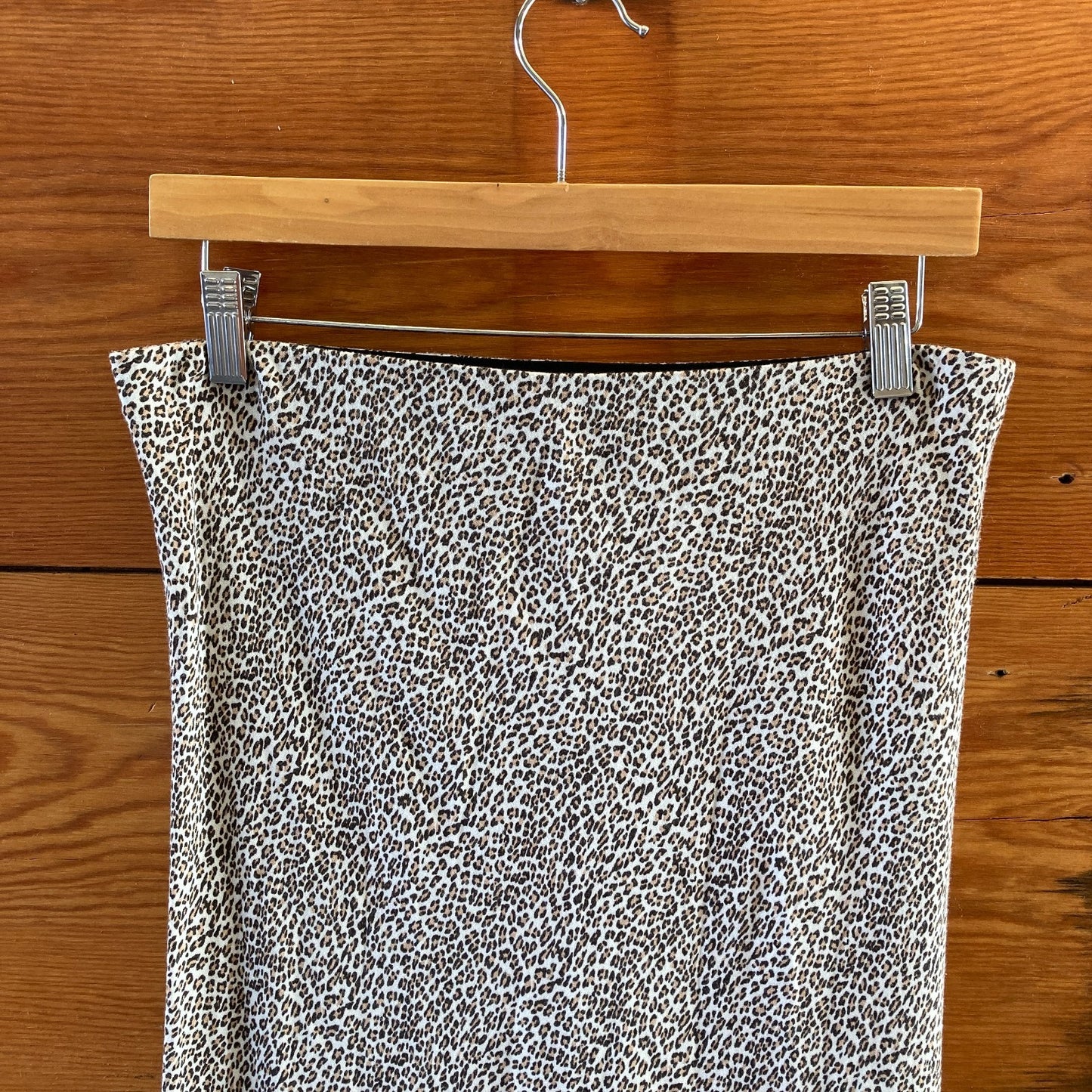L - Jenni Kayne Leopard Print Slip Midi Pull-On Elastic Waist Skirt 0916VB