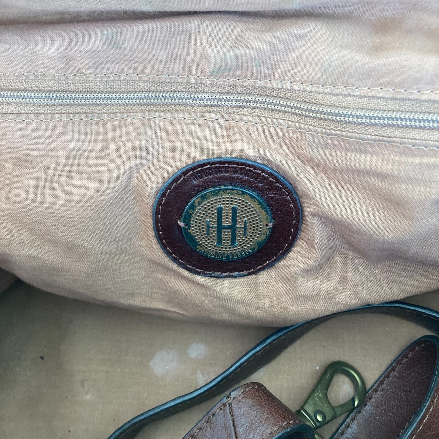 Holding Horses Anthropologie Brown Leather Satchel Weekender Handbag Bag 0117AB