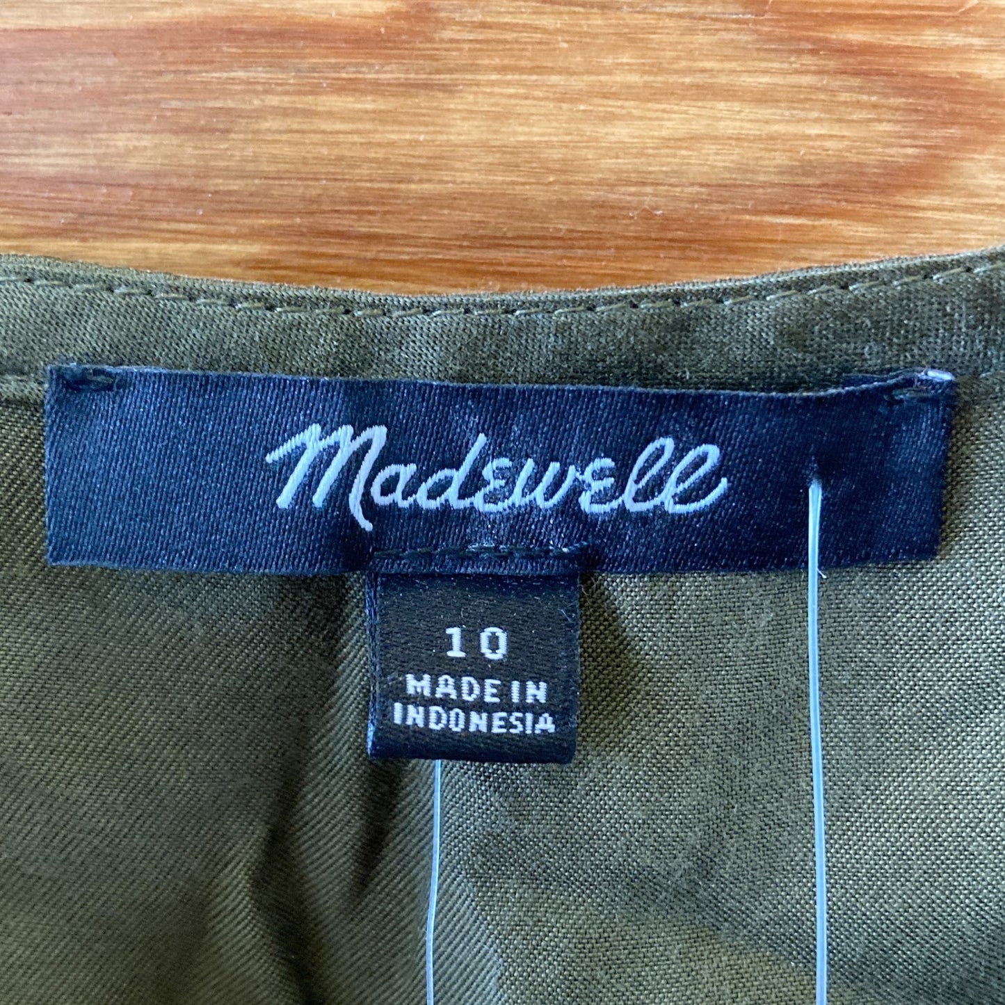 10 - Madewell $128 Olive Green Satin Square Neck Midi Length Dress NEW 0531AF