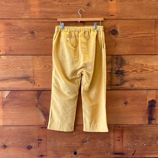 2 / M - The Great Sunny Yellow Stretch Waist Linen Straight Leg Pants 0316CK