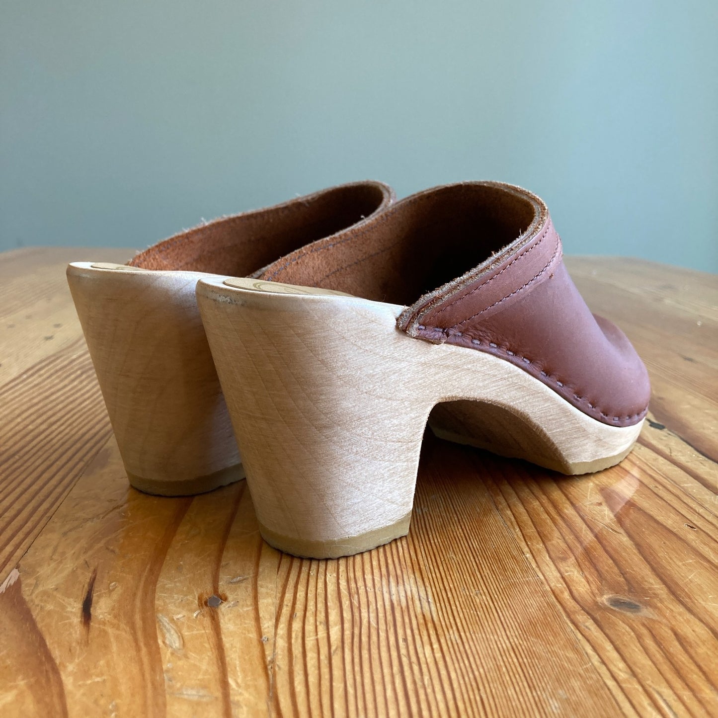 No. 6 Store Brown Leather Platform Stapled Clogs Shoes - Size 39 / 8 - 1011SC