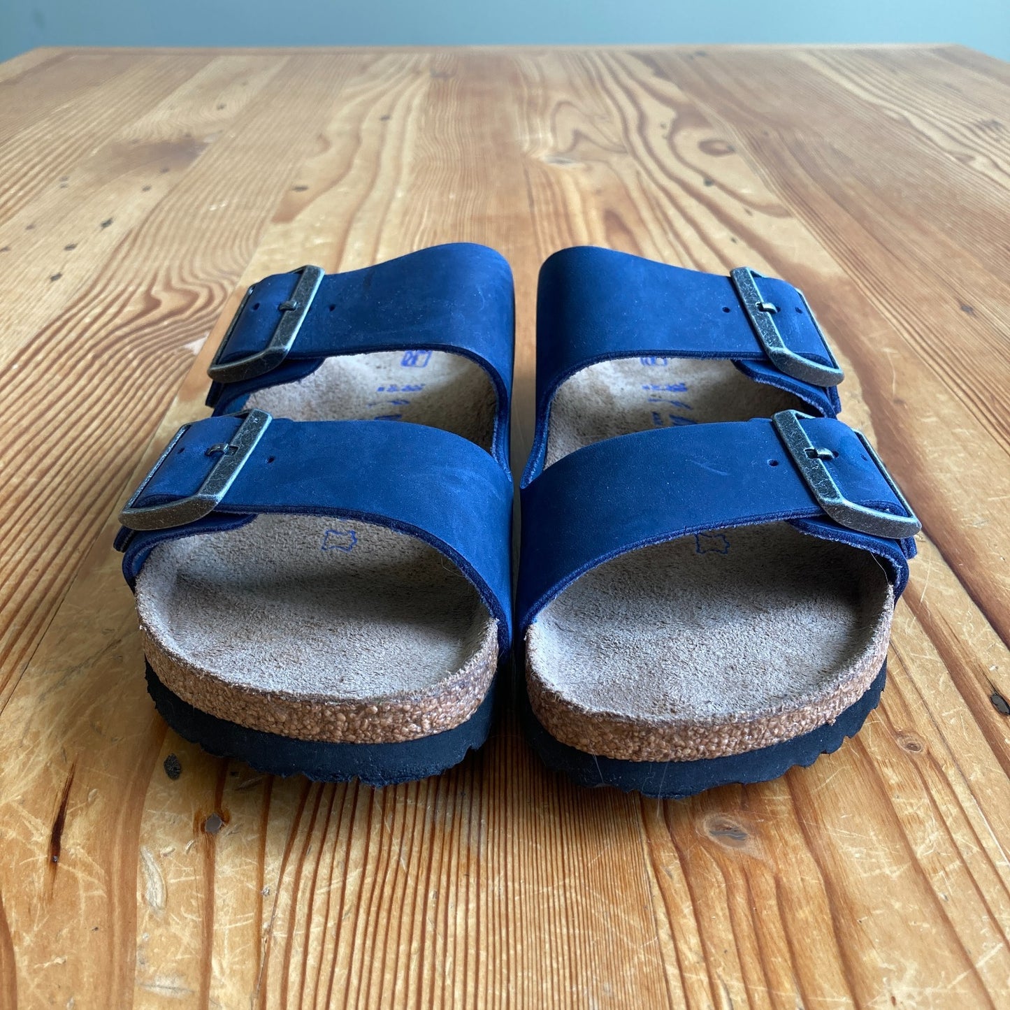 Birkenstock Blue Nubuck Leather Arizona Sandals Shoes - Size 38 w/ Box - 0514AK
