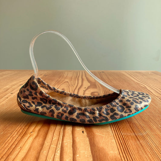 Tieks by Gavrieli Leopard Leather Ballet Flats Foldable Shoes - Size 7 - 0828AM