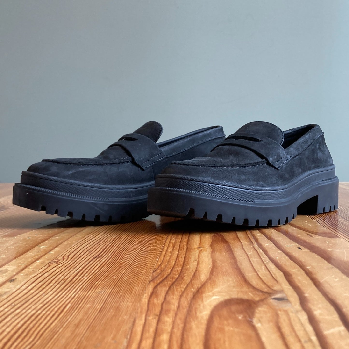 10 - Patina Black Suede Zoe Chunky Penny Loafer Shoes 0519MK