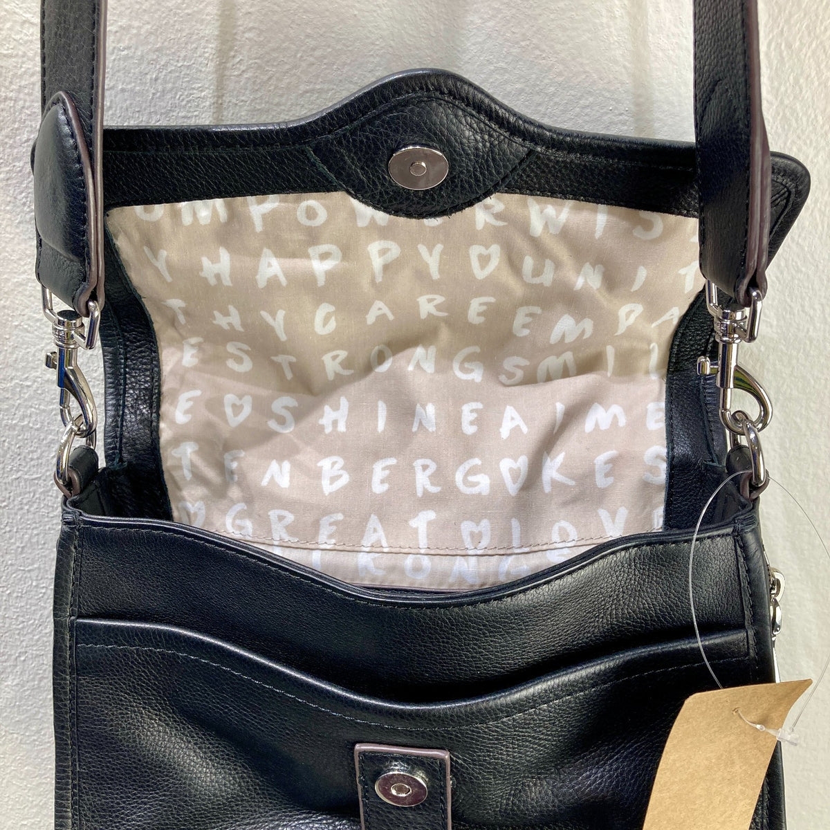 Aimee Kestenberg Black Soft Leather Silver Studded Crossbody Purse - 0217RC