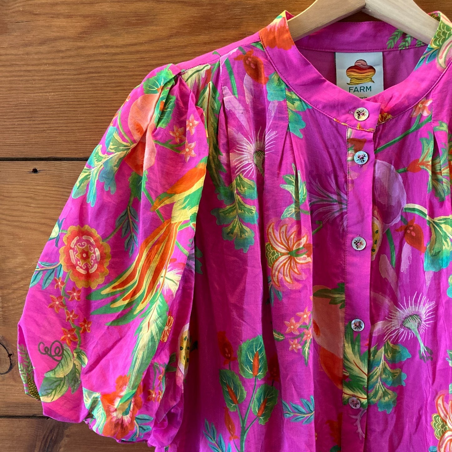 Farm Rio Anthropologie Pink Delicate Fruit Garden Mini Dress - Size L - 0418KC