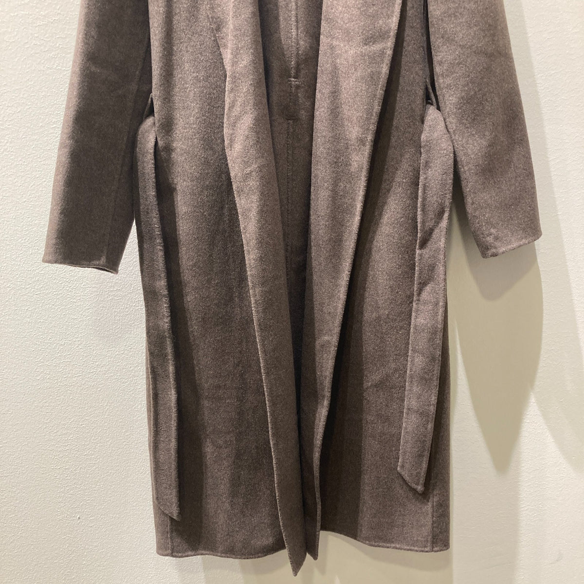 AYR Shitake Brown Recycled Wool Tie Waist Long Trench Coat - Size S - 1125KG