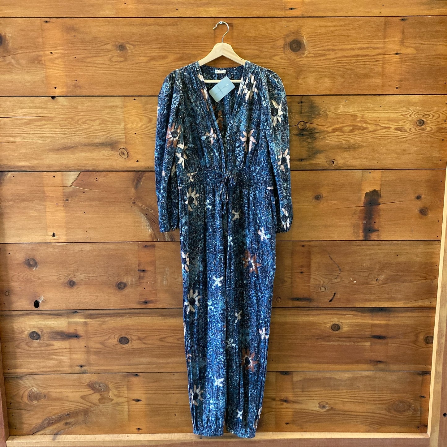 10 - Ulla Johnson Navy Printed Cotton Long Sleeve Citra Jumpsuit 1103ES
