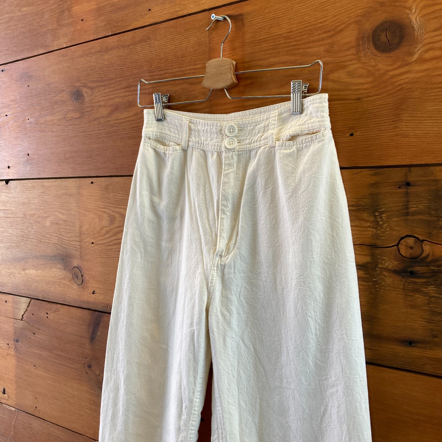 Apiece Apart Ivory High Waisted Wide Leg Cotton Pants - Size 8 - 0715MW