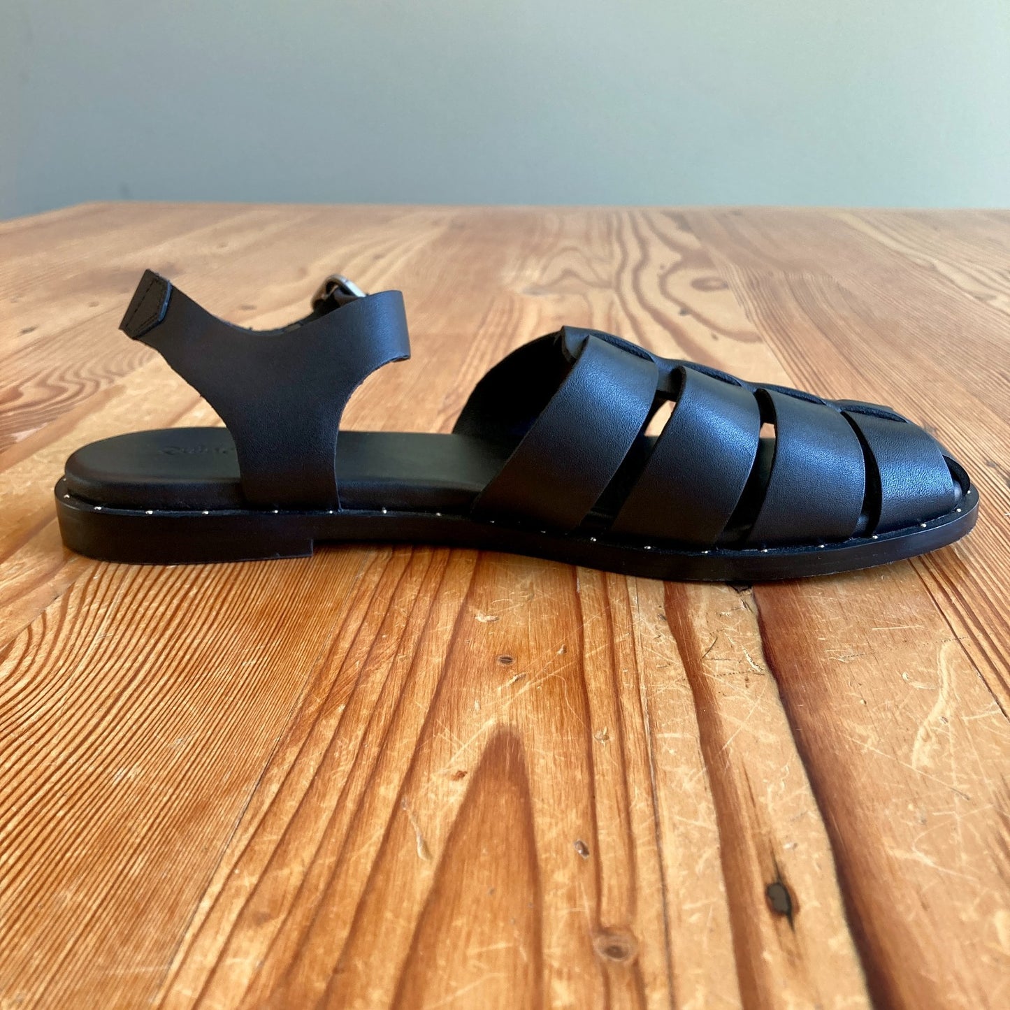 Quince Black Italian Leather Fisherman Sandals Shoes - Size 9 - 0209AS