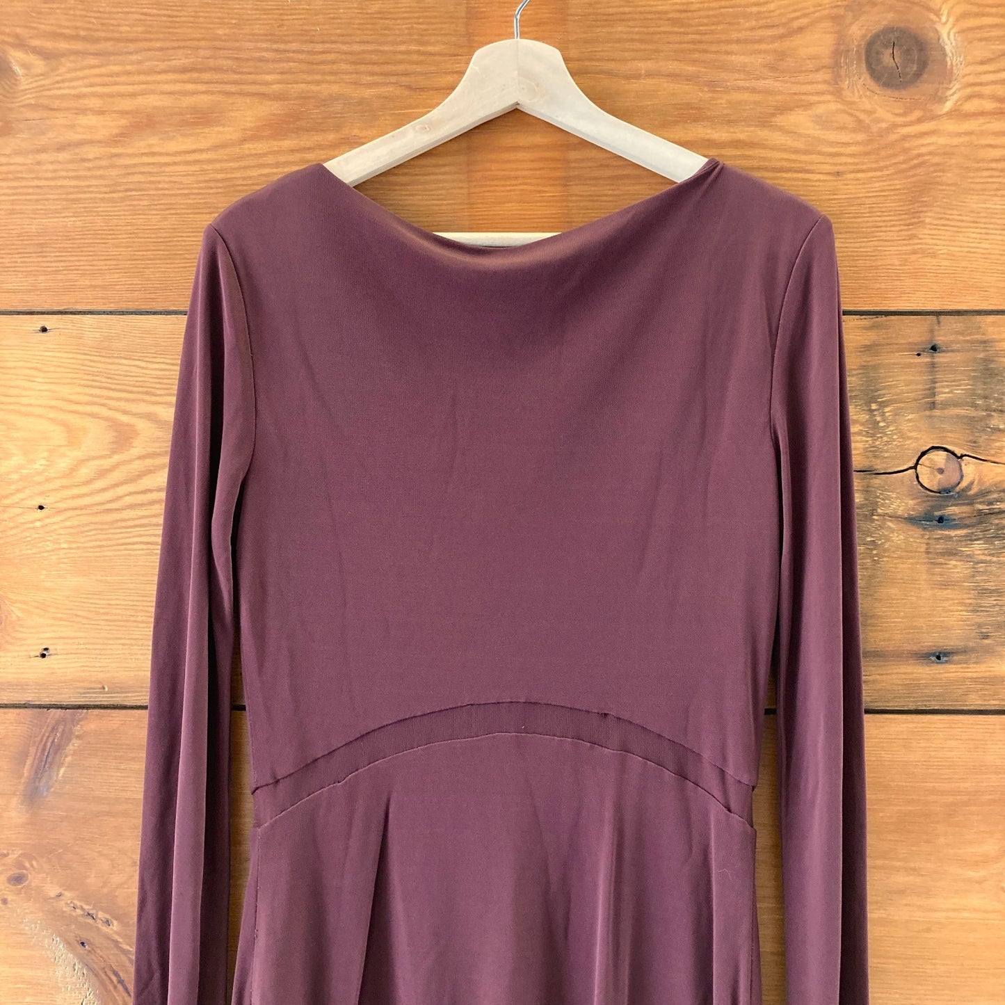 T Alexander Wang Burgundy Long Sleeve Mesh Inset Fitted Dress - Size L - 0709EH
