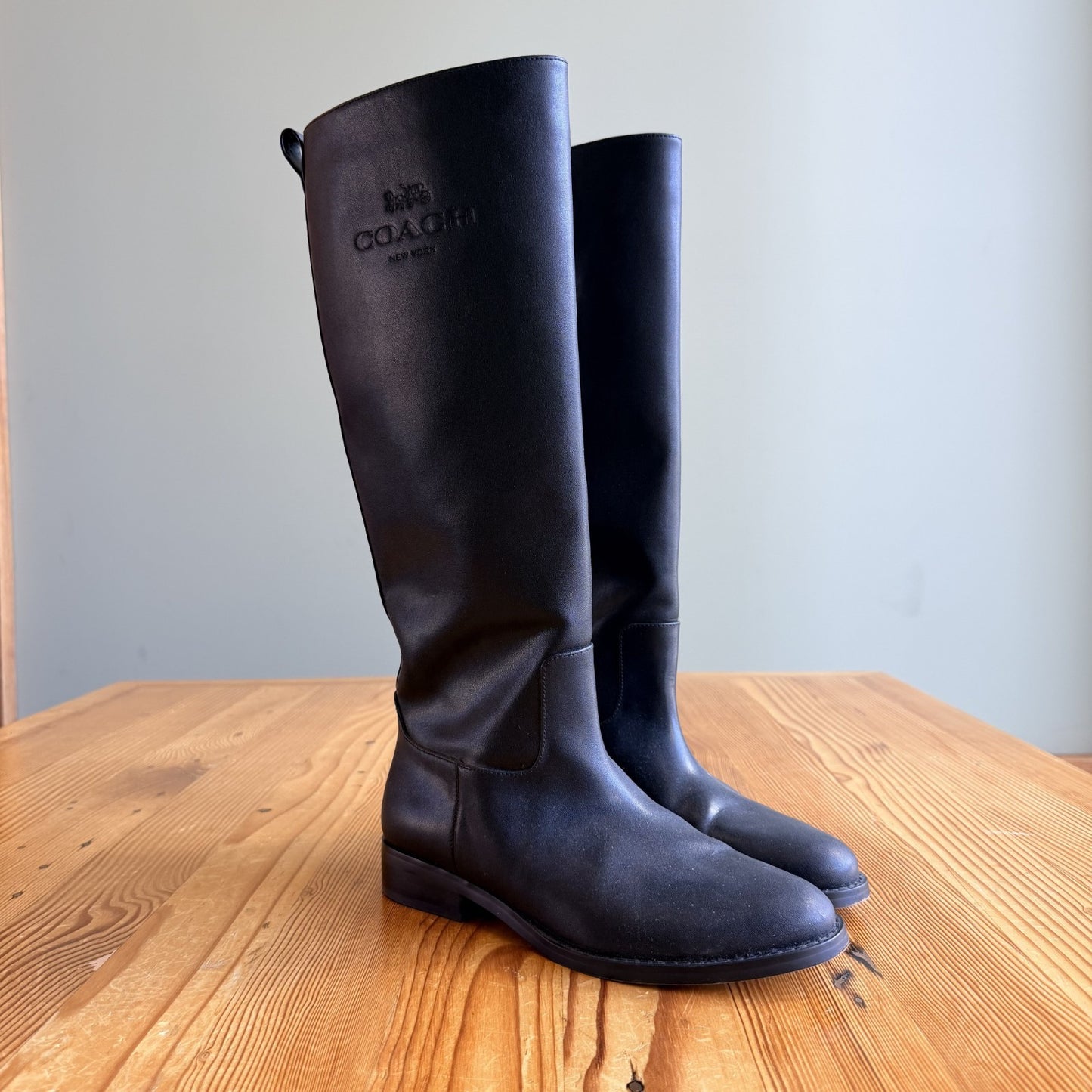 Coach Black Leather CW733 Marlin Tall Boots - Size 8.5 - 1013FB