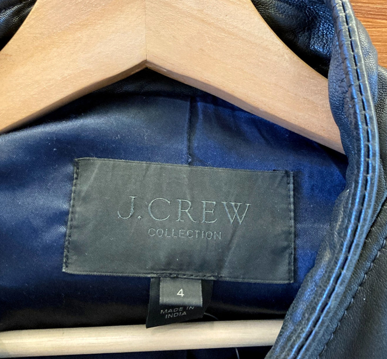 4 - J. Crew Collection Blue Gray Standing Collar Leather Moto Jacket 1030CM